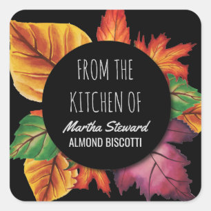 From the Kitchen Of Name Autumn Leaves Square Sticker
