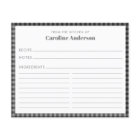 From The Kitchen of Name Black Plaid Recipe Card 