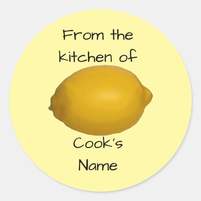 From the Kitchen of, personalised lemon stickers (Front)