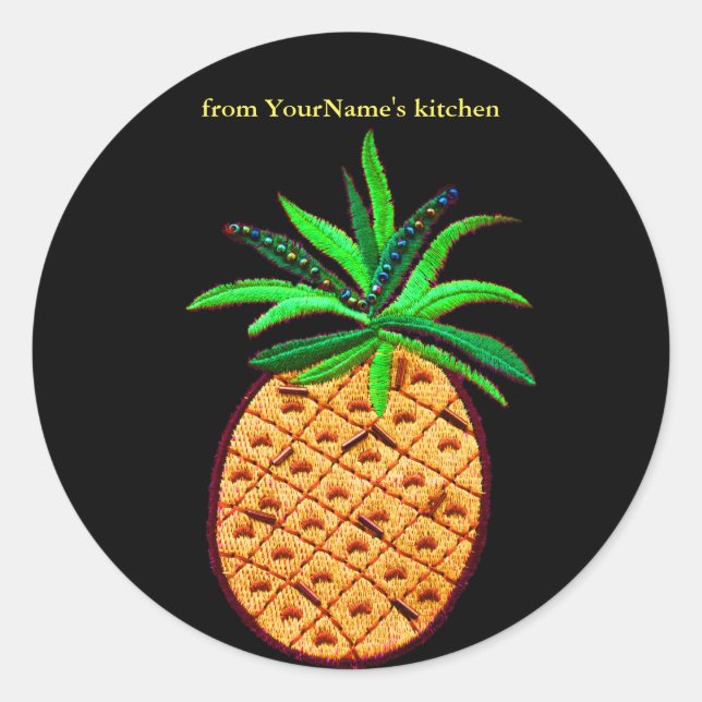 From the Kitchen of Pineapple personalised Classic Round Sticker (Front)