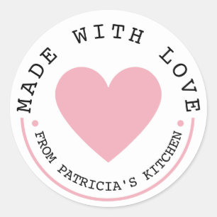 From The Kitchen Of - Pink Heart Made With Love   Classic Round Sticker