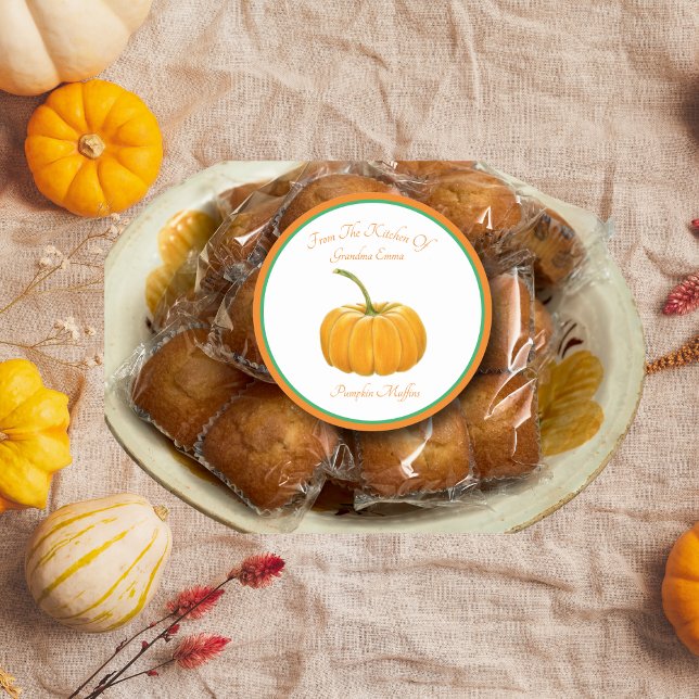 "From The Kitchen Of..."  Pumpkin Coloured Pencil Classic Round Sticker (Creator Uploaded)