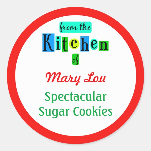 From the Kitchen of Red Green Baking Stickers (Front)