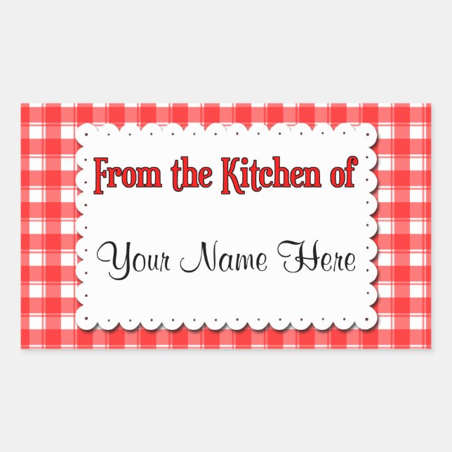 From The Kitchen Of Red White Custom Stickers (Front)