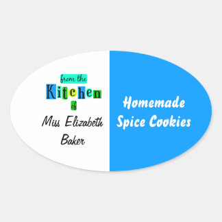 From the Kitchen of Retro Blue Green Canning Oval Sticker