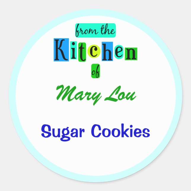 From the Kitchen of Retro Blue Green Stickers (Front)