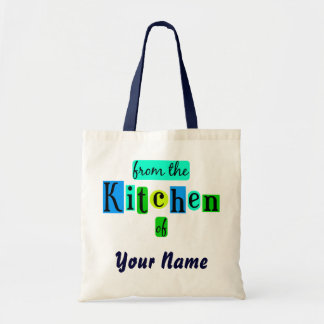 From the Kitchen of Retro Blues Custom Canvas Tote Bag