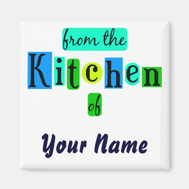 From the Kitchen of Retro Blues Fridge Magnet (Front)