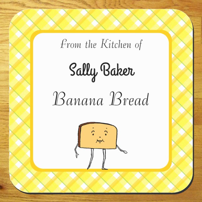 From the Kitchen of Retro Bread Slice on Plaid Square Sticker (Creator Uploaded)
