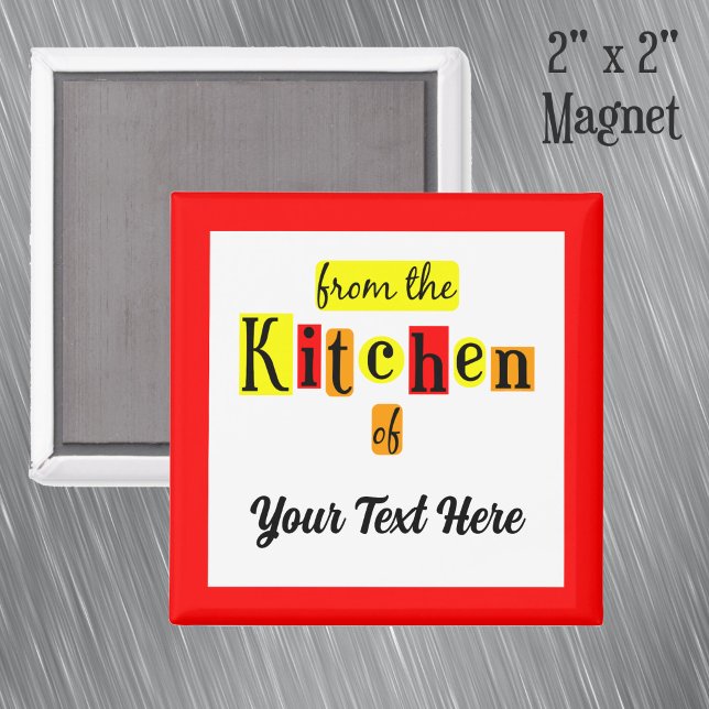 From the Kitchen of Retro Custom Red Border Fridge Magnet (From the Kitchen of Retro Editable Fridge Magnet)
