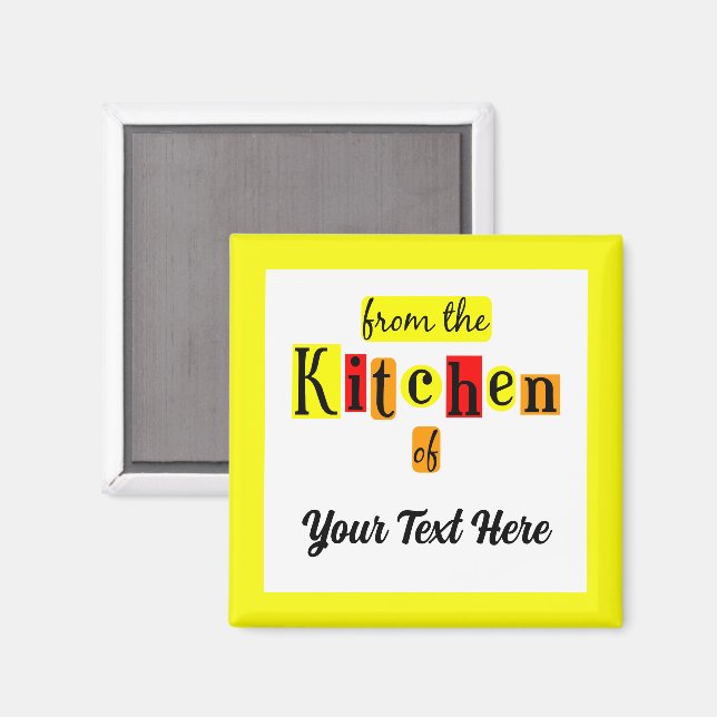 From the Kitchen of Retro Custom Yellow Border Magnet (Front/Back)