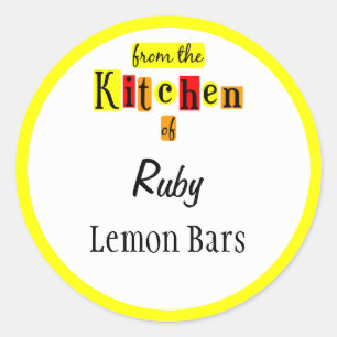 From the Kitchen of Retro Yellow Custom Stickers