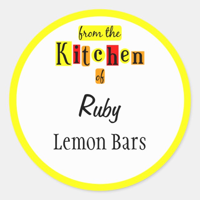 From the Kitchen of Retro Yellow Custom Stickers (Front)