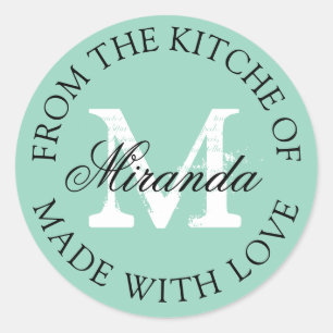 From the kitchen of round classy custom monogram classic round sticker