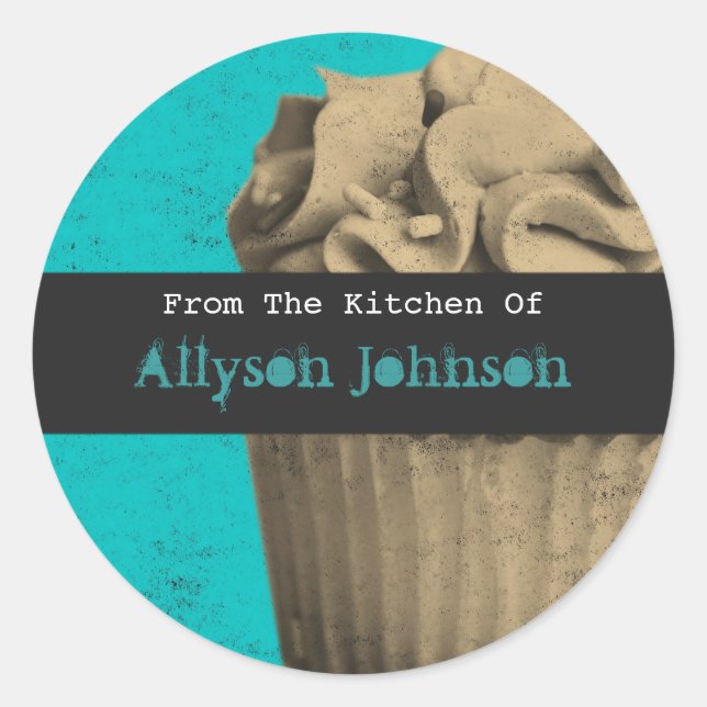 From The Kitchen Of Vintage Cupcake Stickers (Front)