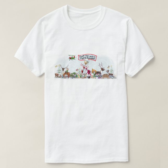 From The Land Of Flying Reindeer T-Shirt (Design Front)