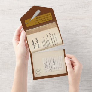 From the Library- Classic & Romantic Book Wedding All In One Invitation