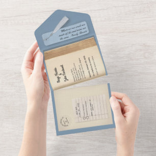 From the Library- Classic & Romantic Book Wedding All In One Invitation