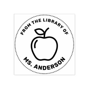 From The Library Of Apple Personalised Teacher Rubber Stamp