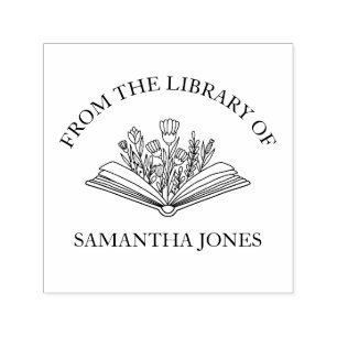 From the Library of Book Stamp Elegant Flowers