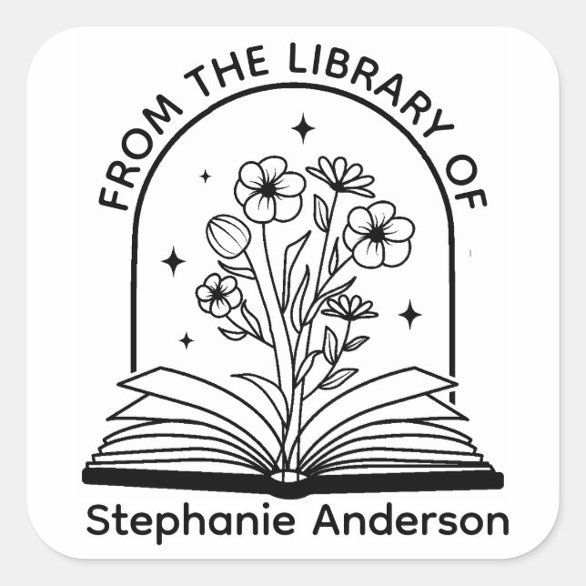 From the Library of Bookplate Square Sticker (Front)