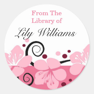 From The Library Of Bookplates - Pink Classic Round Sticker
