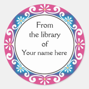 From The Library Of Bookplates - White Swirls Classic Round Sticker