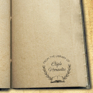 From the Library Of, Botanical Book   Rubber Stamp