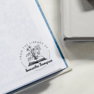 From the Library Of, Botanical Book Rubber Stamp