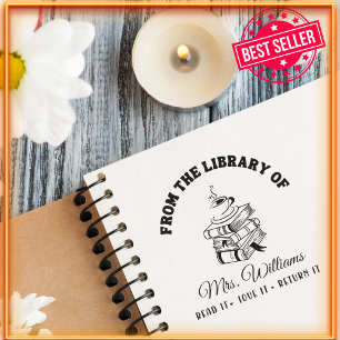From The Library Of   Coffee Mug Vintage Book  Self-inking Stamp