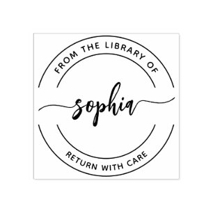 From The Library Of Cool Script Rubber Stamp