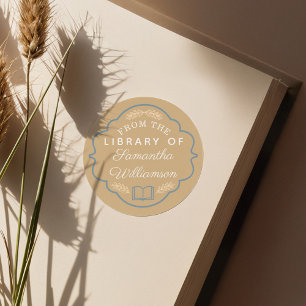 From The Library of Custom Name Personalised Book Classic Round Sticker