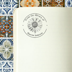 From the Library of/ Custom Name / Sunflower/ Self-inking Stamp