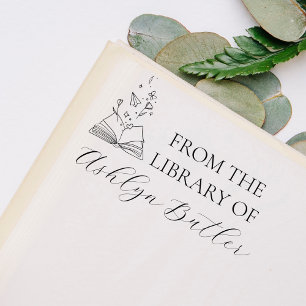 From the Library Of Custom Name Wood Stamp