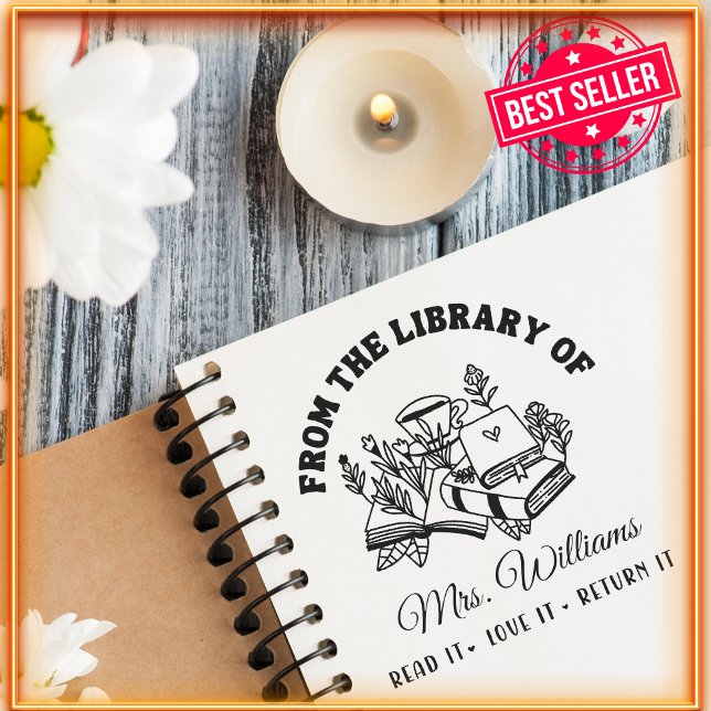 From The Library Of | Cute Botanical Modern Book  Self-inking Stamp (Creator Uploaded)