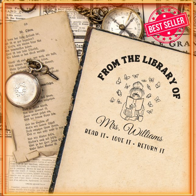 From The Library Of | Cute Butterfly Girly Book  Self-inking Stamp (Creator Uploaded)