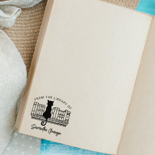 From the Library Of, Cute Cat Book   Rubber Stamp