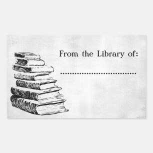 From the Library of Faux Canvas Custom Bookplate Rectangular Sticker