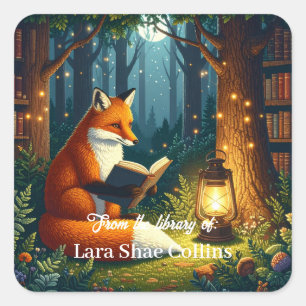 From the library of Fox Magical Forest Library Square Sticker