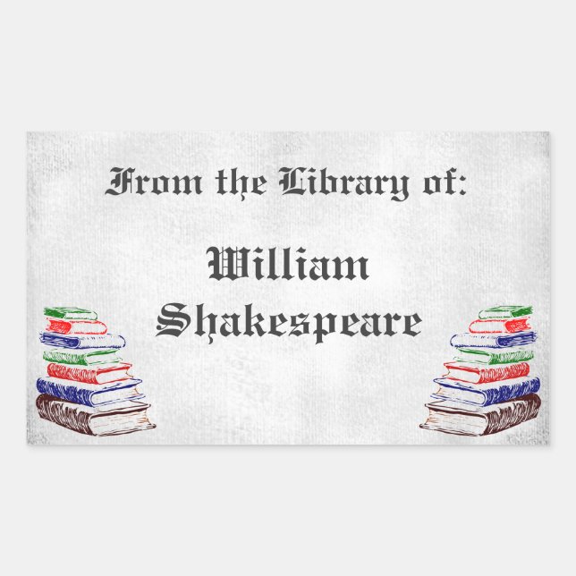 From the Library of Gothci Letter Custom Bookplate Rectangular Sticker (Front)