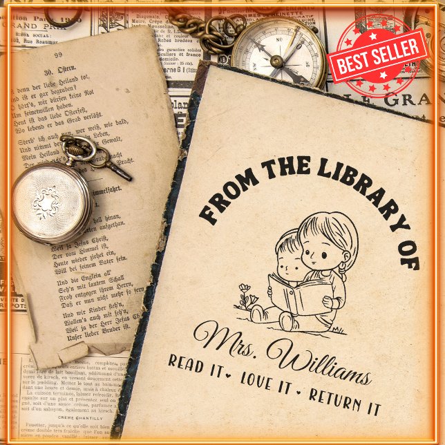 From The Library Of | Kids Reading Book Teacher Self-inking Stamp (Creator Uploaded)