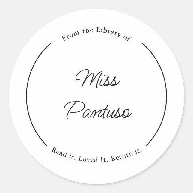 From the Library of Labels, Library Stickers Round (Front)