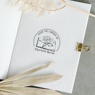 From the Library Of, Lotus Book    Rubber Stamp