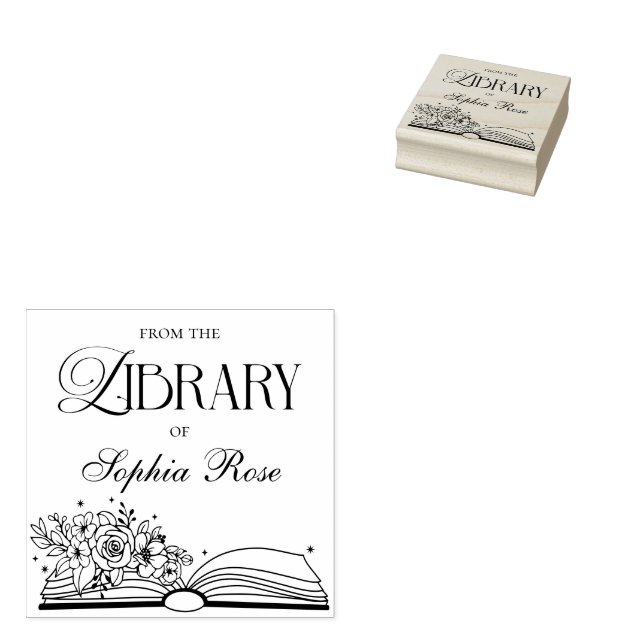 From The Library Of Modern Personalised Book Rubber Stamp (Stamped)
