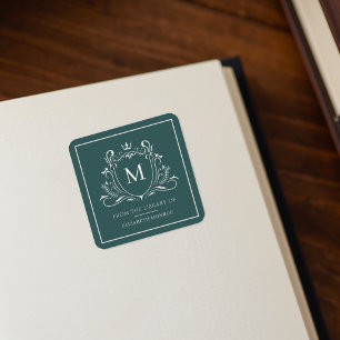From The Library Of Monogram Bookplate Sticker