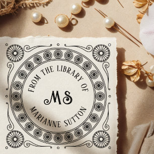"From the library of" Monogram Library Bookplate Self-inking Stamp