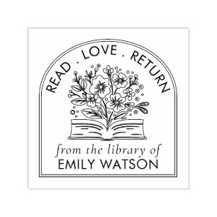 From The Library Of Personalised Botanical Book Self-inking Stamp