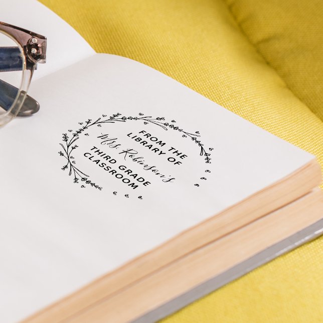 From The Library Of Personalised Greenery Wreath Self-inking Stamp (From The Library Of Personalized Greenery Wreath Self-inking Stamp)