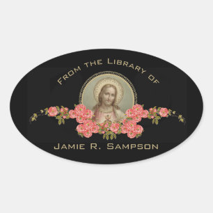 From the Library of...Sacred Heart of Jesus Oval Sticker
