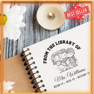 From The Library Of   School Kids Book Teacher Self-inking Stamp